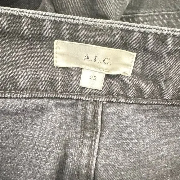 A.L.C. Hayden High Rise Seamed Wide Jeans Washed Black Cotton Womens Size 29 - Picture 9 of 10